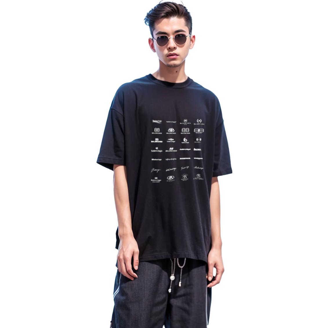 Purchase Balenciaga SS23 男女款黑色寬鬆版Logo印花T恤 712398TNVQ71070