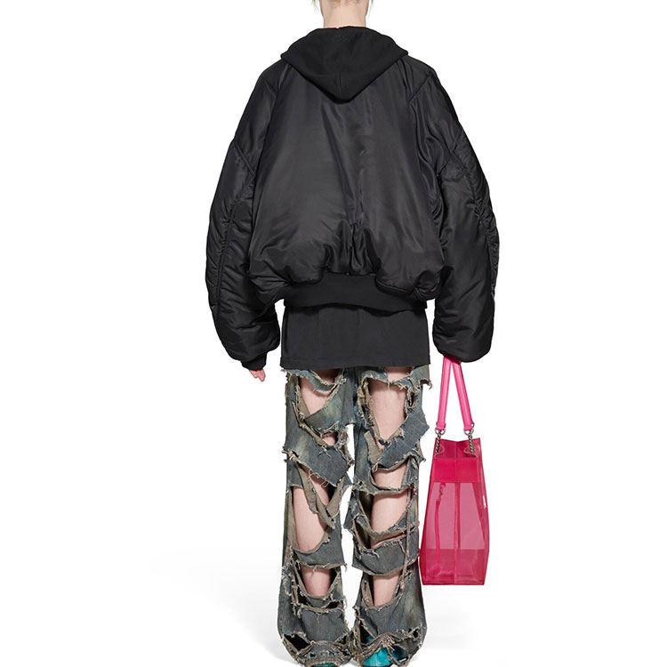 Purchase 巴黎世家 SS23 男女同款黑色宽松拼接连帽飞行夹克 746456TNO271000