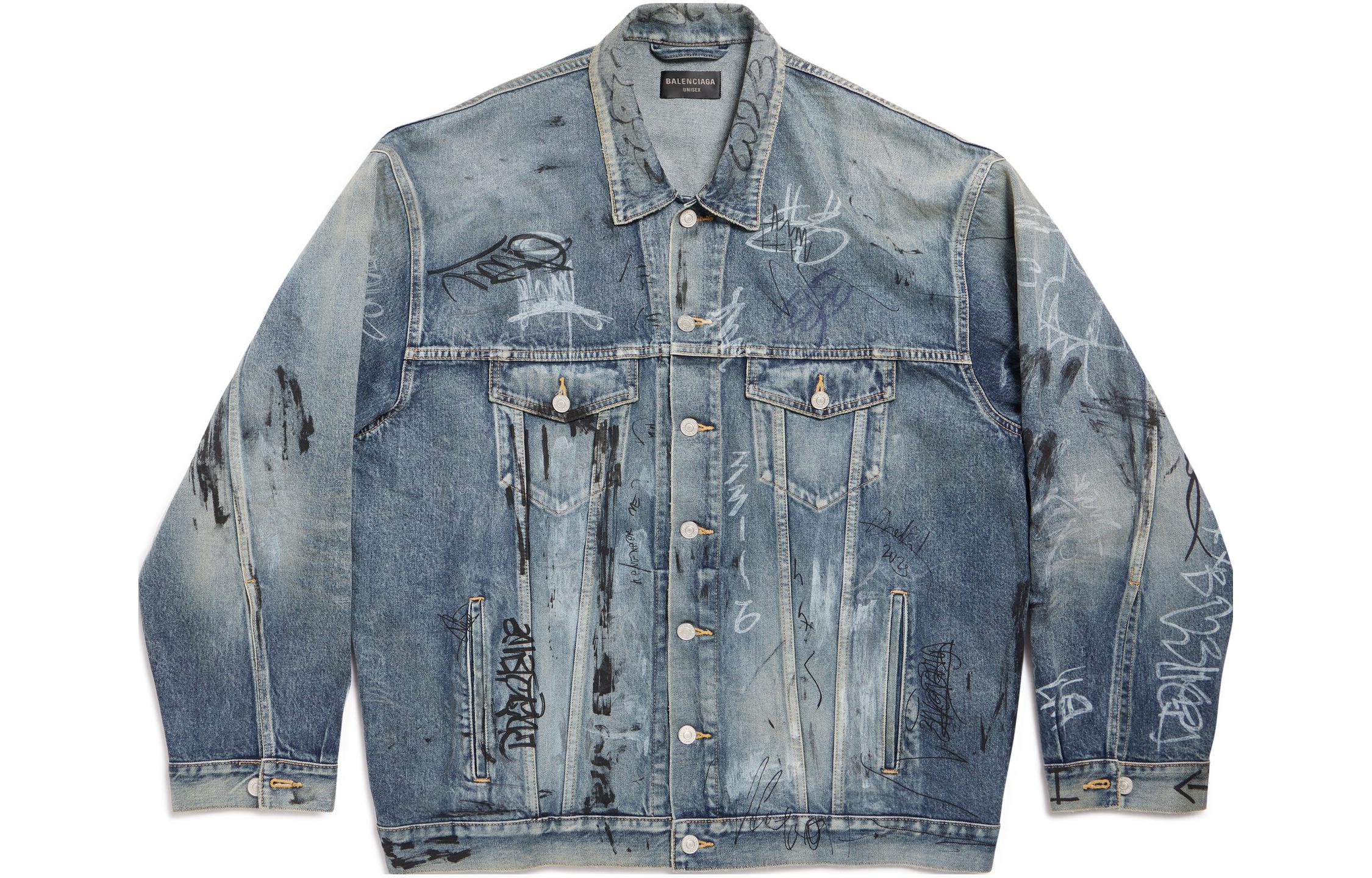 Balenciaga SS23 Patterned Print Oversized Single-Breasted Jacket Blue Unisex 745048TNW014012