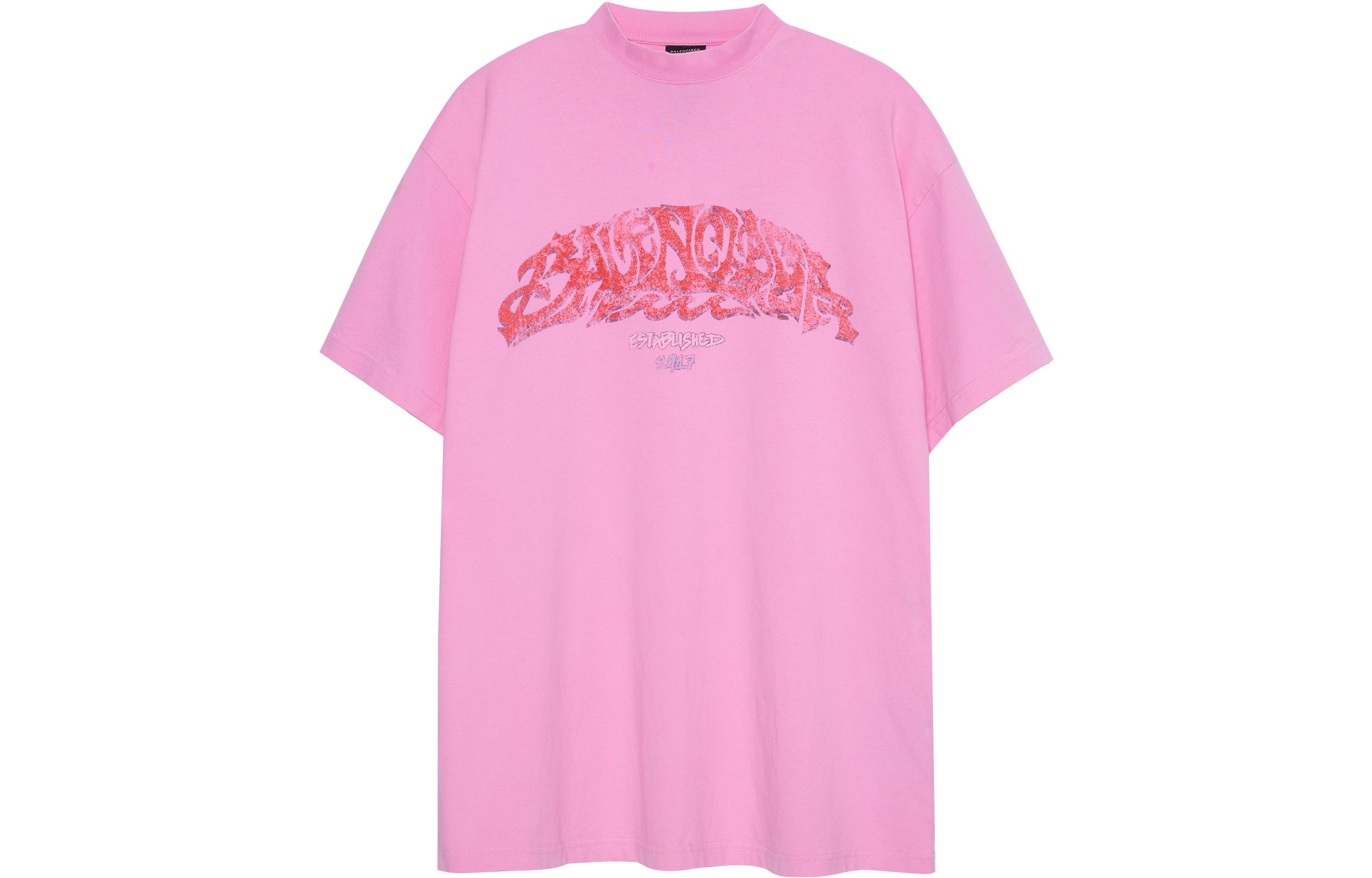 Order Camiseta Unisex Balenciaga SS23 Rosa Estampado Gráfico Corte Holgado. 739028TPVM85960
