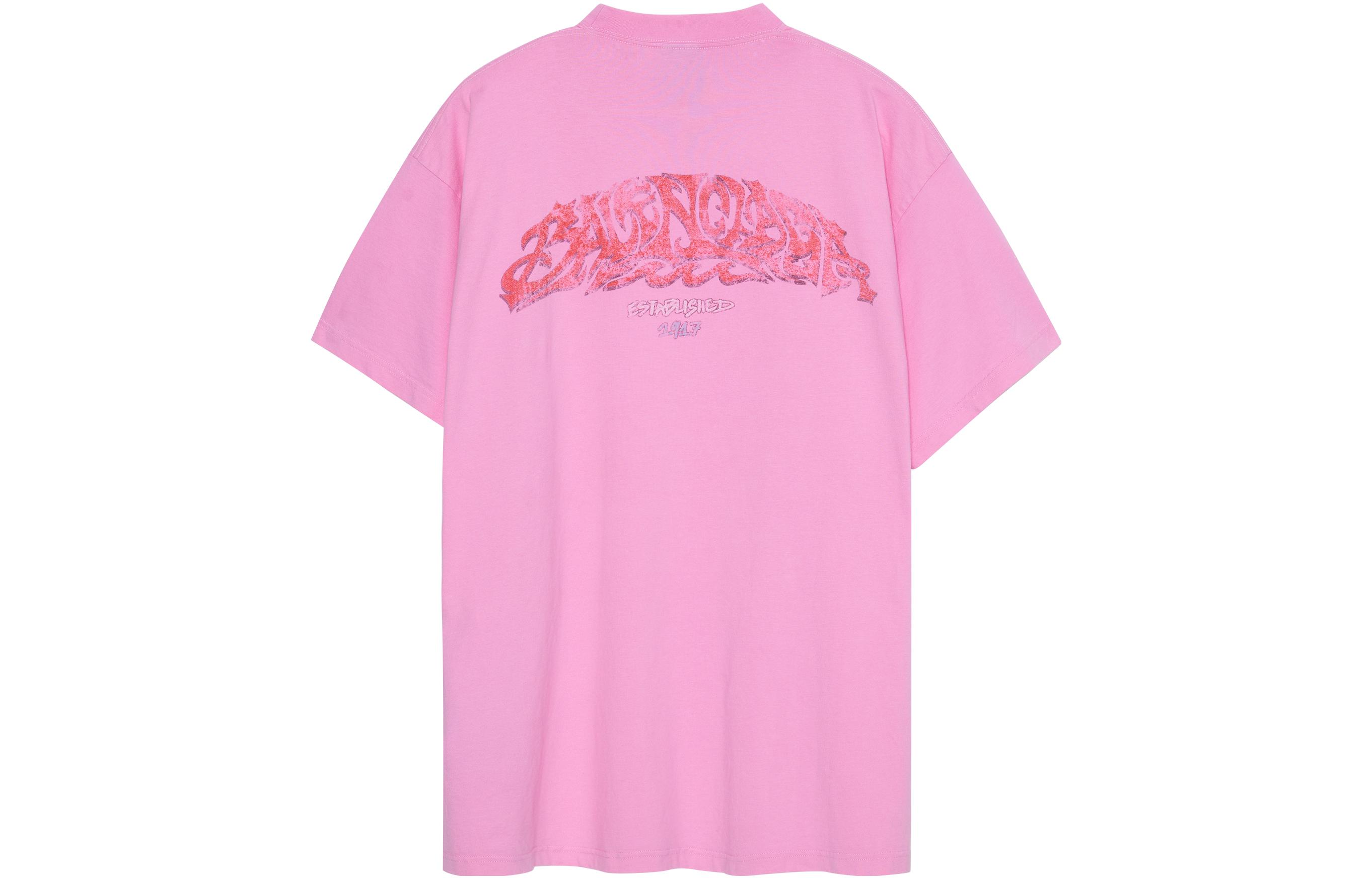 Lookbook Camiseta Unisex Balenciaga SS23 Rosa Estampado Gráfico Corte Holgado. 739028TPVM85960