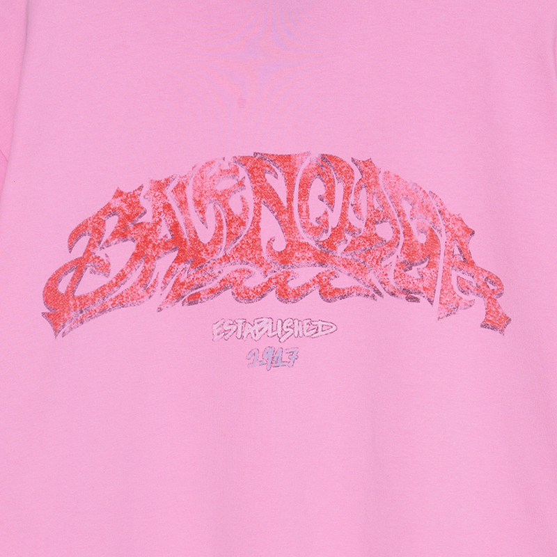 Sizing Camiseta Unisex Balenciaga SS23 Rosa Estampado Gráfico Corte Holgado. 739028TPVM85960