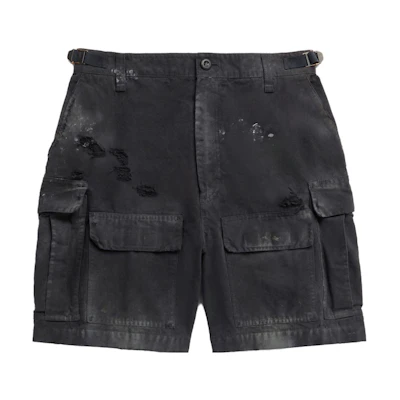 Balenciaga SS23 Pocket Mid-Waist Loose Fit Unisex Black Casual Shorts. 746516TKP271000