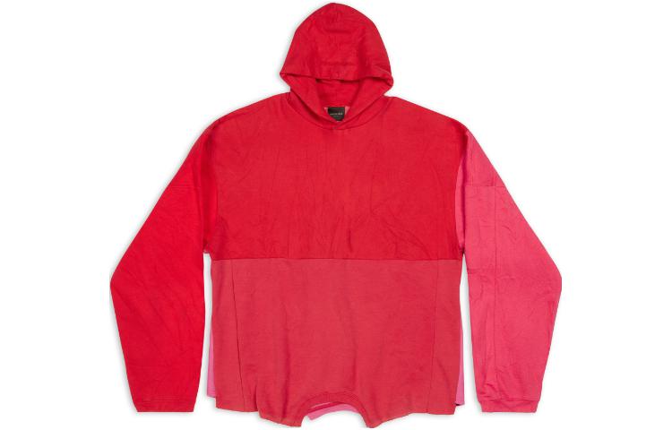 Balenciaga SS23 Red Asymmetrical Hem Hoodie Unisex Loose Fit 727030TNVT25700
