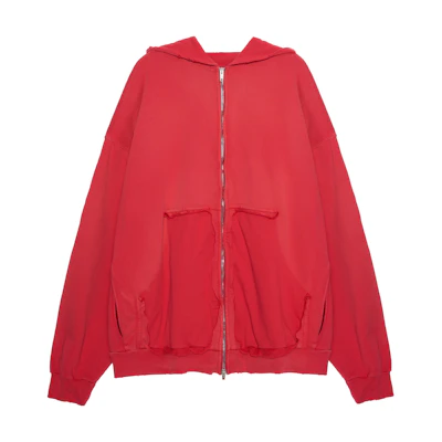 Balenciaga SS23 Red Logo Print Zip-Up Hoodie Regular Fit 744451TOVB16400