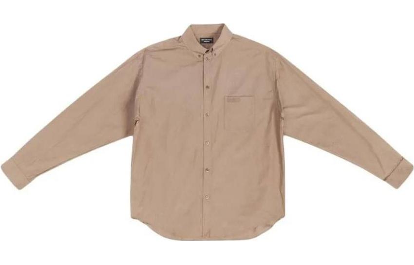Balenciaga SS23 Solid Single-Breasted Casual Long Sleeve Shirt Beige Men 703842TYB187081
