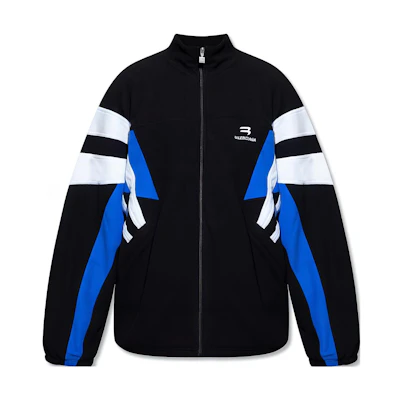 Balenciaga SS23 Striped Colorblock Zip-Up Jacket Navy Blue 675272TJQ321000