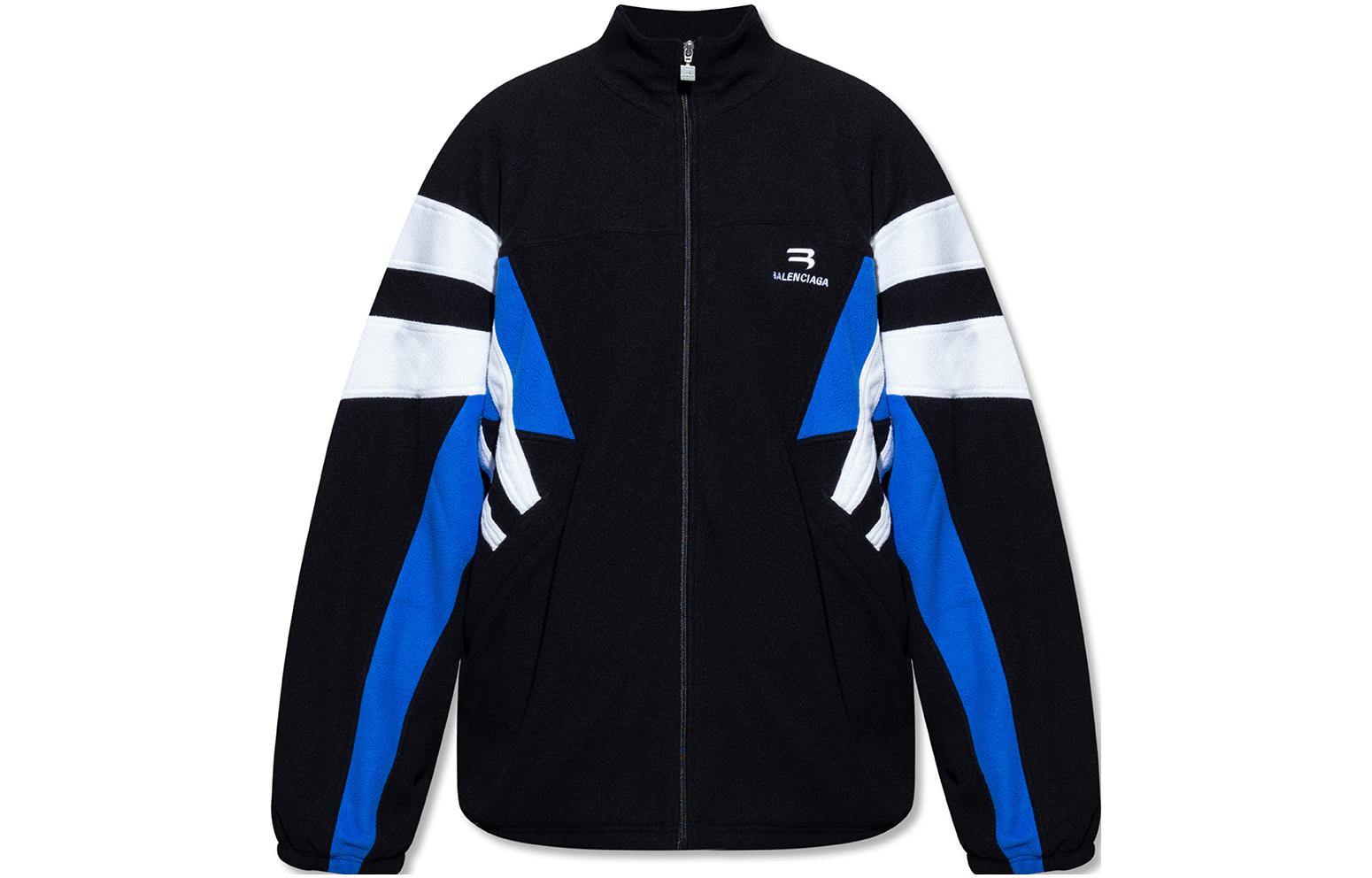 Order Balenciaga SS23 Jaket Zip-Up Blok Warna Garis Biru Navy 675272TJQ321000