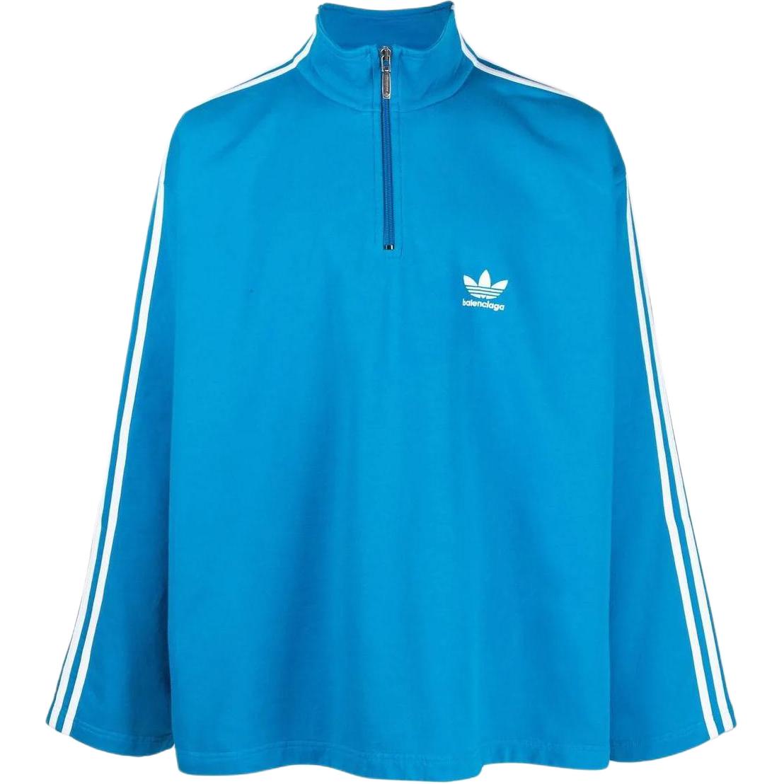 Balenciaga SS23 Striped Half-Zip Pullover Sweatshirt Blue - 724557TNVP54026