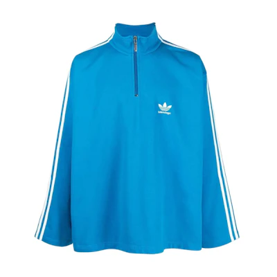 Balenciaga SS23 Striped Half-Zip Pullover Sweatshirt Blue - 724557TNVP54026
