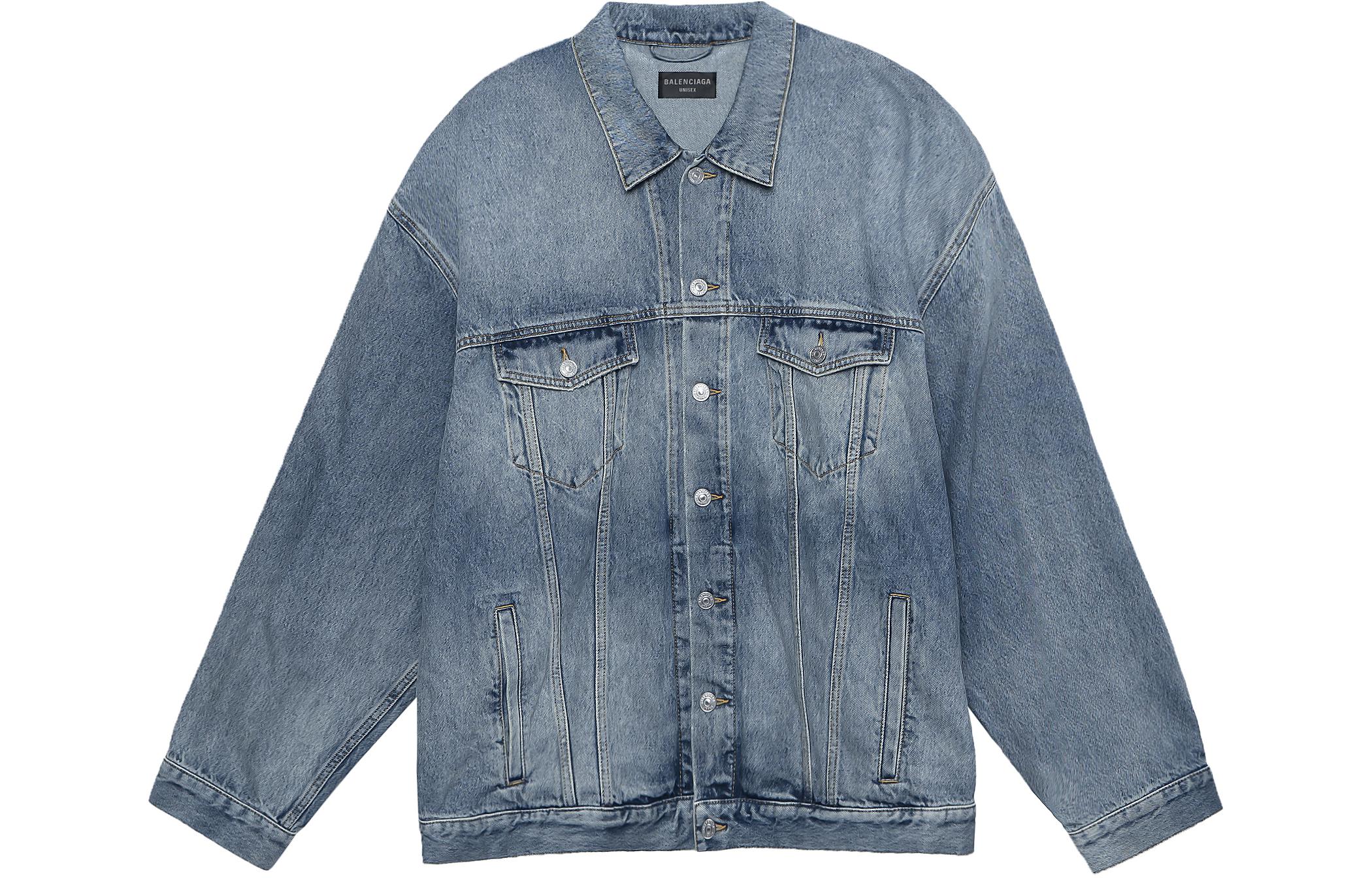 Order Balenciaga SS23 Jaket Denim Biru Lengan Panjang Kasual 724651THW254245