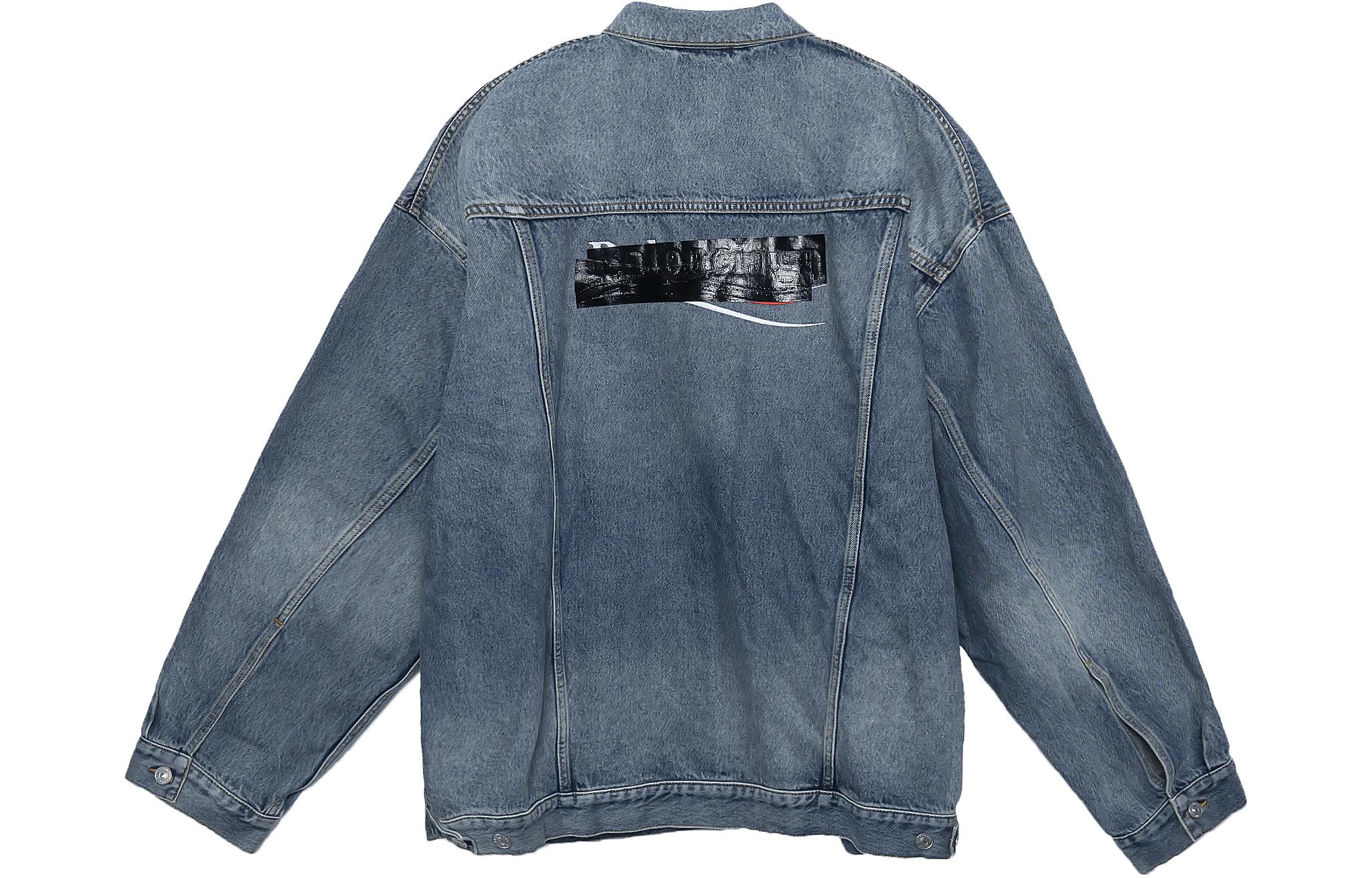 Lookbook Balenciaga SS23 Jaket Denim Biru Lengan Panjang Kasual 724651THW254245