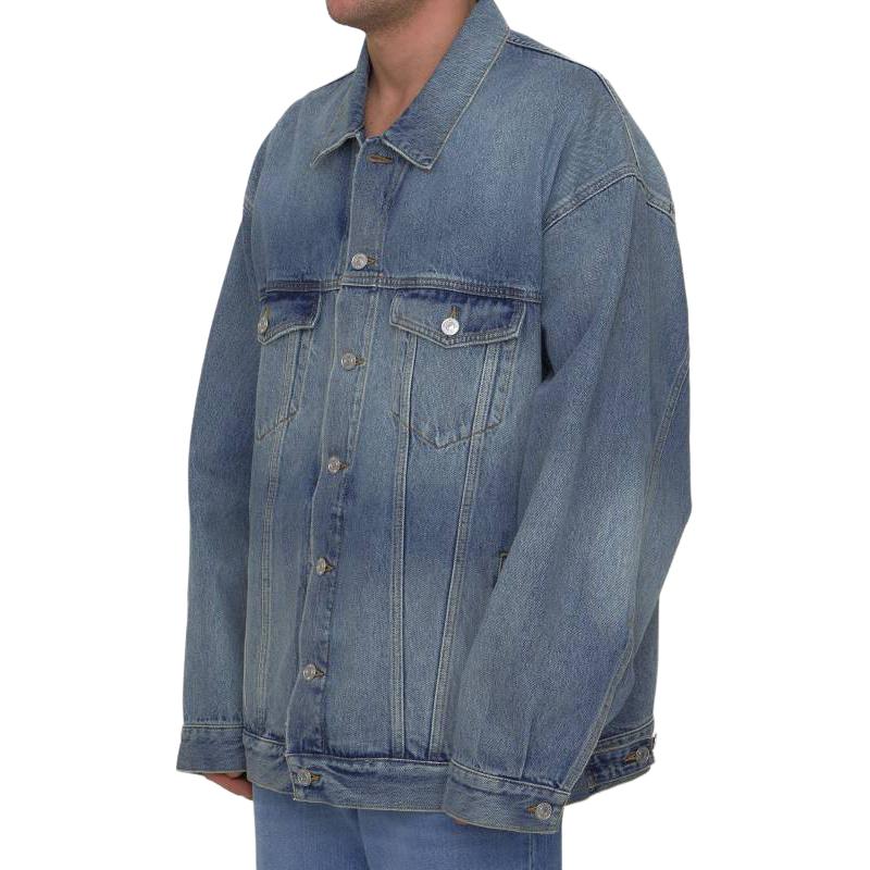 Shop Balenciaga SS23 Jaket Denim Biru Lengan Panjang Kasual 724651THW254245