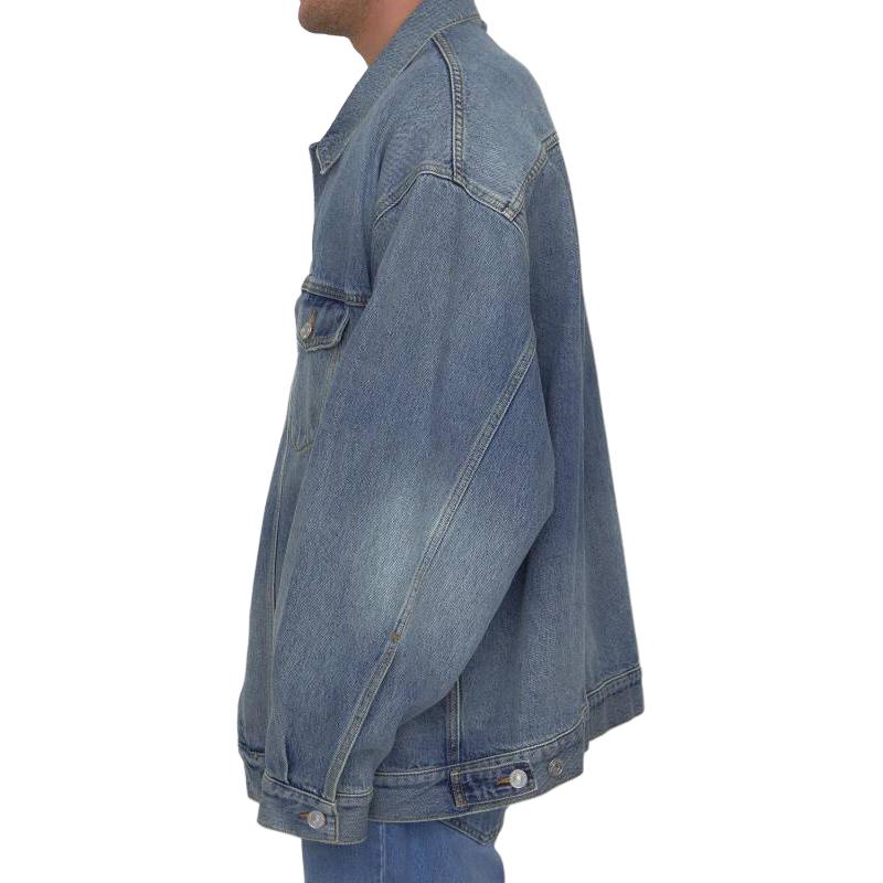 Cheap Balenciaga SS23 Jaket Denim Biru Lengan Panjang Kasual 724651THW254245