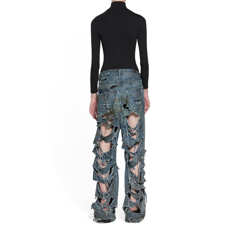 Shop Balenciaga SS23 Washed Distressed Loose Fit Jeans Unisex - Blue 745248TNW014012