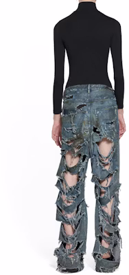 Balenciaga SS23 Washed Distressed Loose Fit Jeans Unisex - Blue 745248TNW014012 Shop Balenciaga SS23 Washed Distressed Loose Fit Jeans Unisex - Blue 745248TNW014012