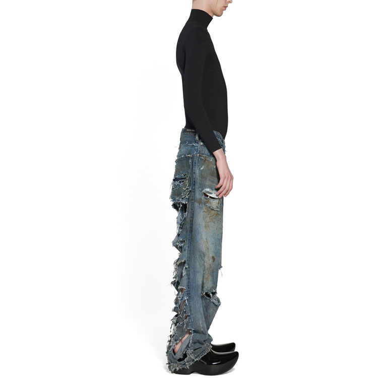 Purchase Balenciaga SS23 Washed Distressed Loose Fit Jeans Unisex - Blue 745248TNW014012