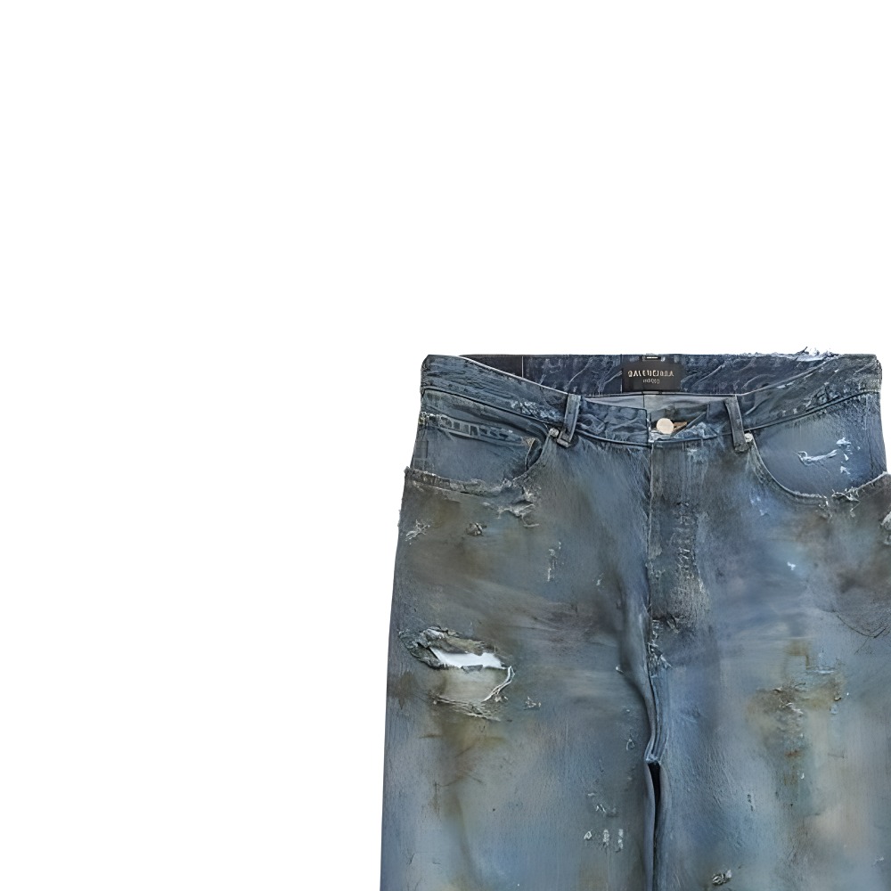 Sizing Balenciaga SS23 Washed Distressed Loose Fit Jeans Unisex - Blue 745248TNW014012