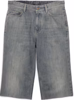 Order Balenciaga SS23 Washed Mid-Rise Straight Denim Shorts Unisex Blue 753212TNW654036