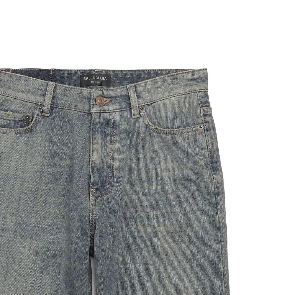 Sizing Balenciaga SS23 Washed Mid-Rise Straight Denim Shorts Unisex Blue 753212TNW654036