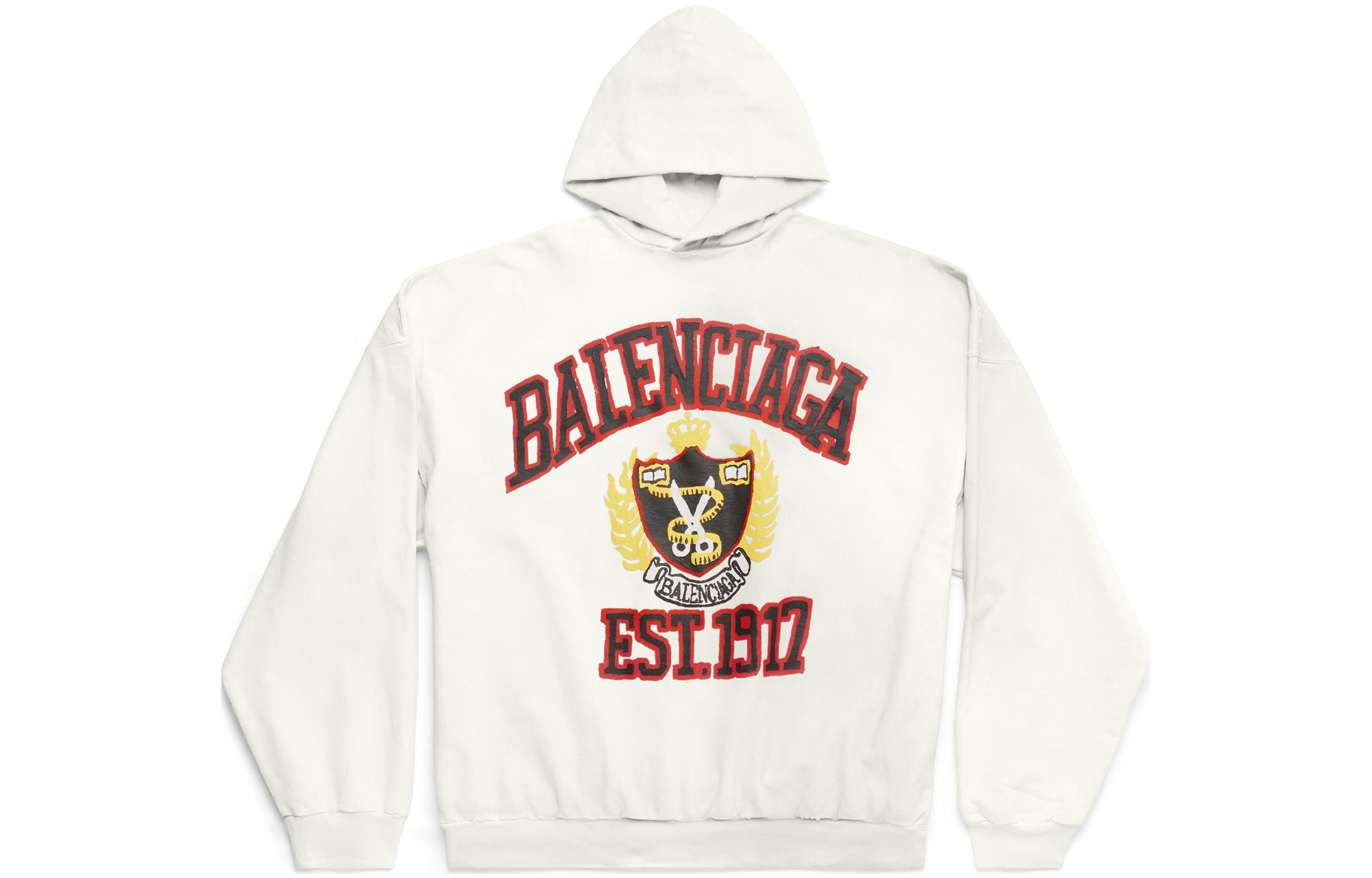 Balenciaga SS23 White Alphabet Print Oversized Hoodie Unisex. 744463TOVK29012