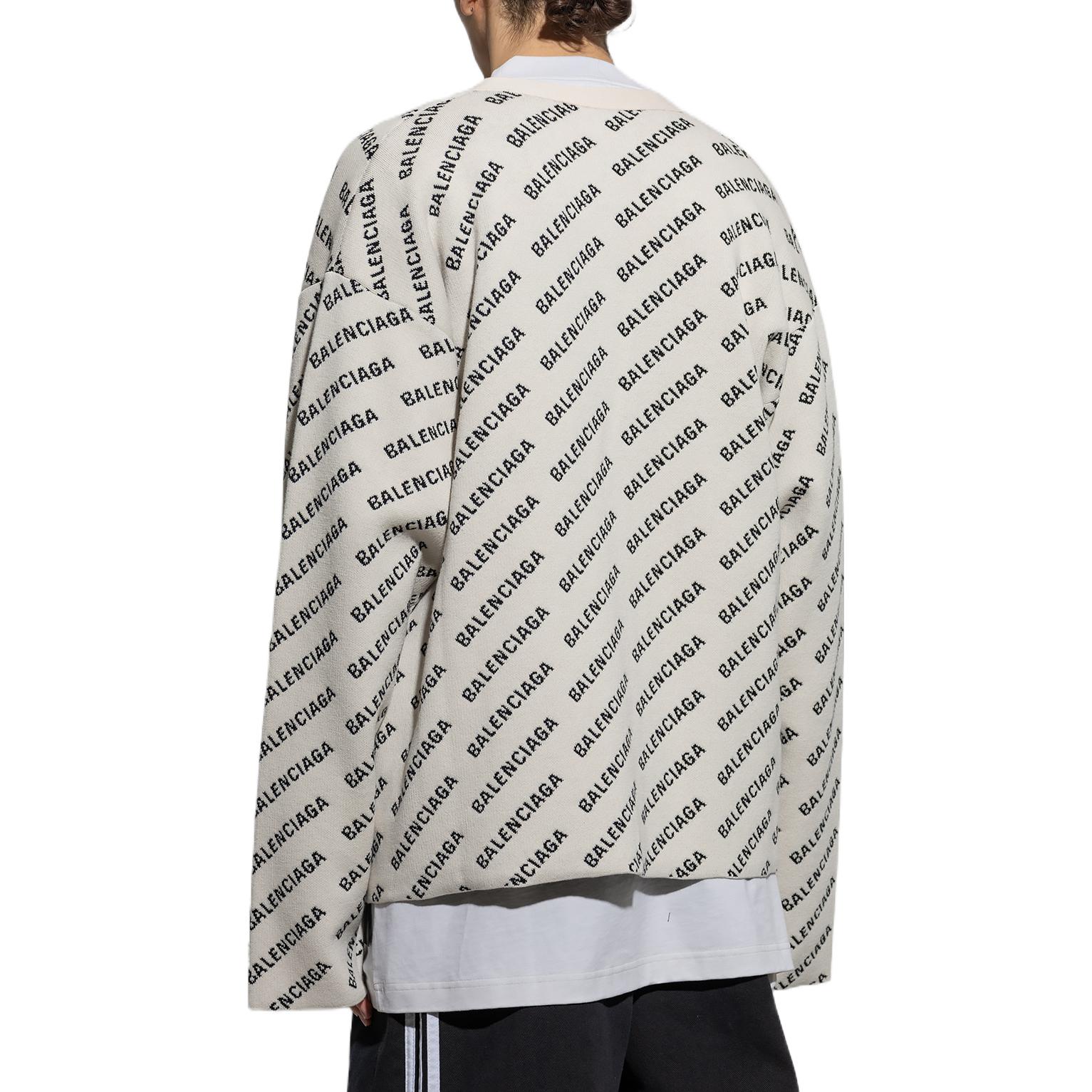 Balenciaga SS23 White Letter Print Knit Cardigan Regular Fit  Sweater. 736248T32339054 圖 4