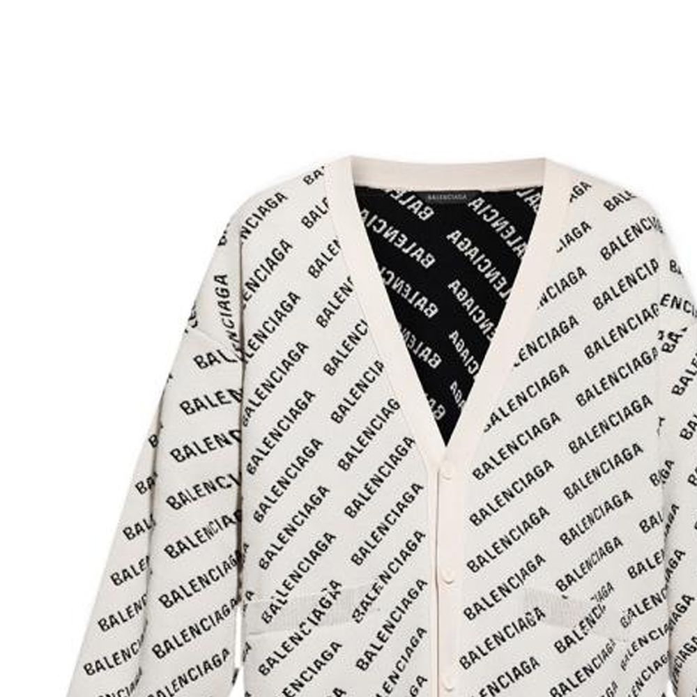 Balenciaga SS23 White Letter Print Knit Cardigan Regular Fit  Sweater. 736248T32339054 圖 6