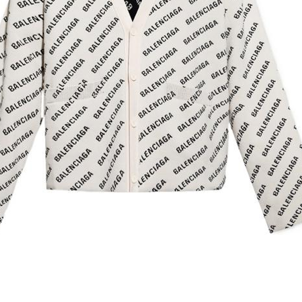 Balenciaga SS23 White Letter Print Knit Cardigan Regular Fit  Sweater. 736248T32339054 圖 7