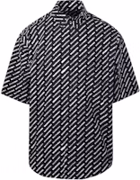 Balenciaga SS24 Black Button-Up Short Sleeve Shirt with Allover Logo Print. 681702TQL071070 Balenciaga SS24 Black Button-Up Short Sleeve Shirt with Allover Logo Print. 681702TQL071070