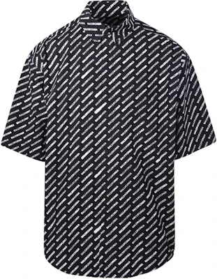Balenciaga SS24 Black Button-Up Short Sleeve Shirt with Allover Logo Print. 681702TQL071070 Order Balenciaga SS24 Black Button-Up Short Sleeve Shirt with Allover Logo Print. 681702TQL071070