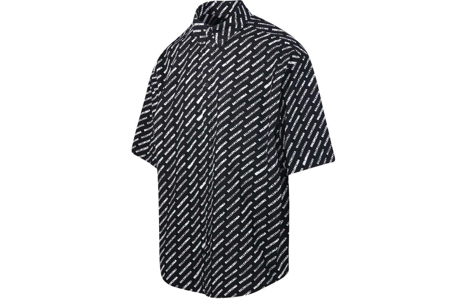 Balenciaga SS24  Black Button-Up Short Sleeve Shirt with Allover Logo Print. 681702TQL071070 圖 4