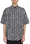 Details for Balenciaga SS24 Black Button-Up Short Sleeve Shirt with Allover Logo Print. 681702TQL071070