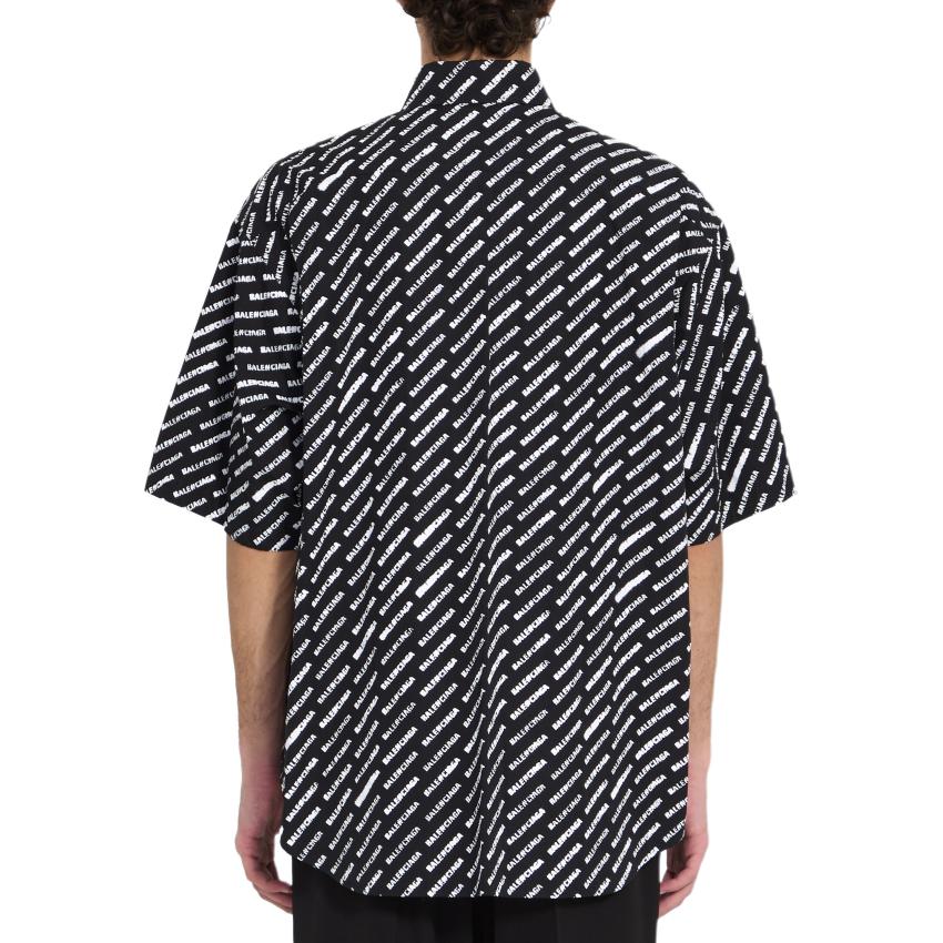 Balenciaga SS24  Black Button-Up Short Sleeve Shirt with Allover Logo Print. 681702TQL071070 圖 7