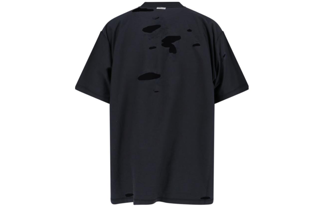 Lookbook 발렌시아가 SS24 블랙 로고 프린트 크루넥 티셔츠 레귤러 핏. 720198TQVP31569