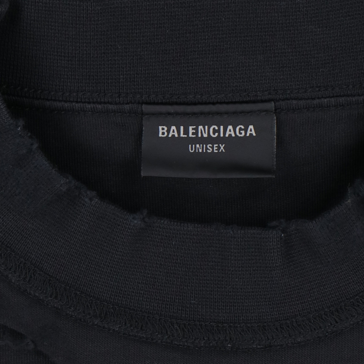 Sizing 발렌시아가 SS24 블랙 로고 프린트 크루넥 티셔츠 레귤러 핏. 720198TQVP31569