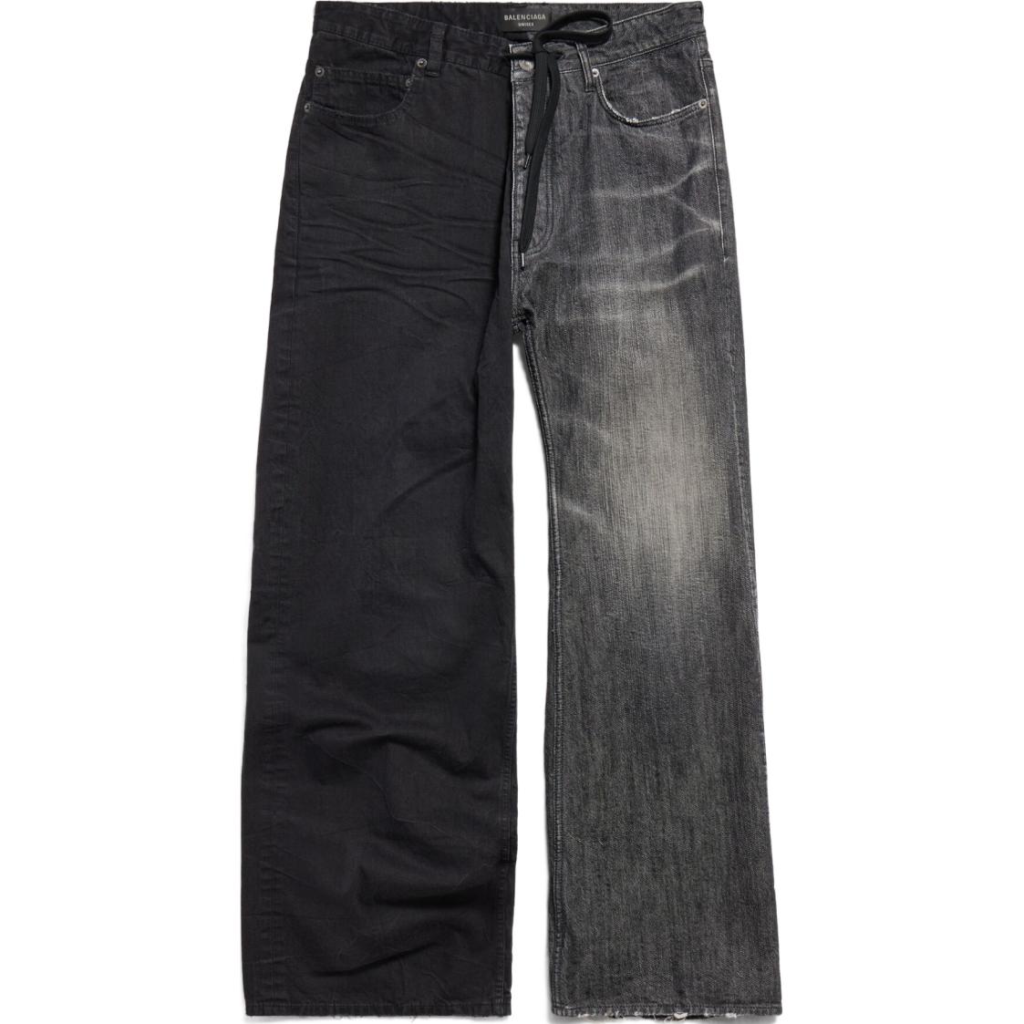 Balenciaga SS24  Black Regular Fit Patchwork Button Denim Jeans. 793766TQW711776