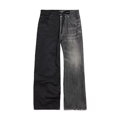 Balenciaga SS24 Black Regular Fit Patchwork Button Denim Jeans. 793766TQW711776
