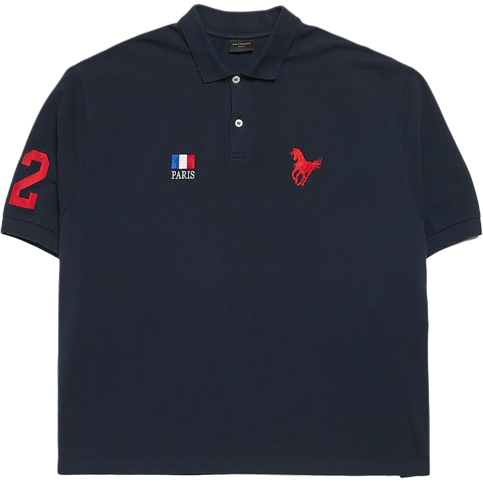 Balenciaga SS24  Black Regular Fit Polo Shirt with Embroidered Lettering. 791001TQVM68065