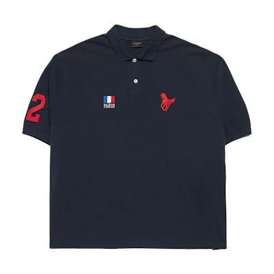 Balenciaga SS24 Black Regular Fit Polo Shirt with Embroidered Lettering. 791001TQVM68065