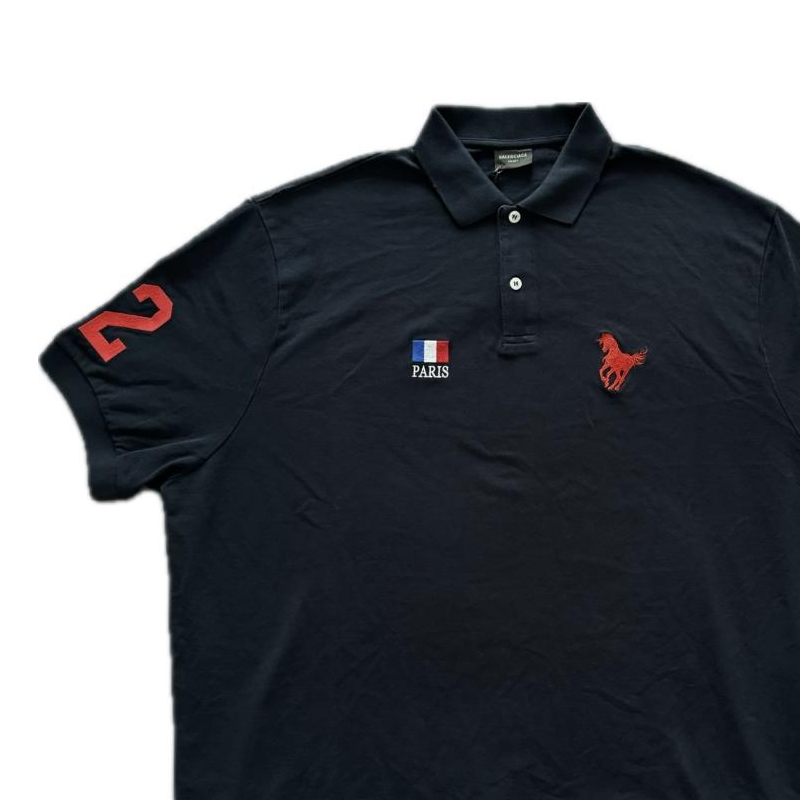 Shop 巴黎世家 SS24 黑色常規版型刺繡字母Polo衫 791001TQVM68065