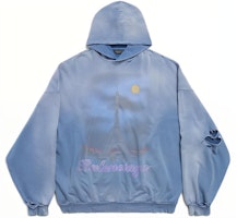 Balenciaga SS24 Blue Letter Print Oversized Hoodie Long Sleeve Pullover 744462TQVO24530 Balenciaga SS24 Blue Letter Print Oversized Hoodie Long Sleeve Pullover 744462TQVO24530