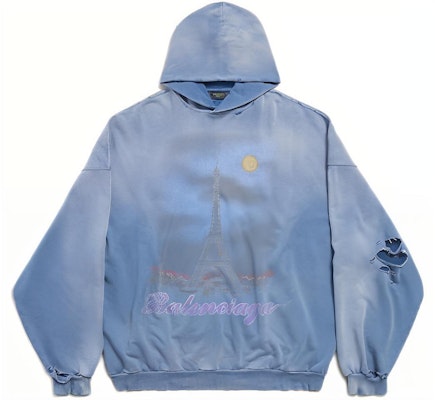 Balenciaga SS24 藍色字母印花寬鬆連帽長袖上衣 744462TQVO24530 Buy Balenciaga SS24 藍色字母印花寬鬆連帽長袖上衣 744462TQVO24530