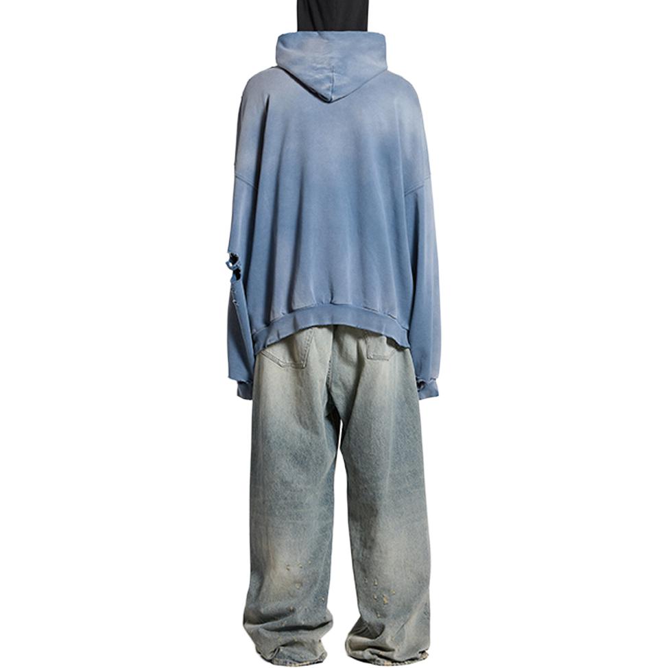 Purchase Balenciaga SS24 藍色字母印花寬鬆連帽長袖上衣 744462TQVO24530