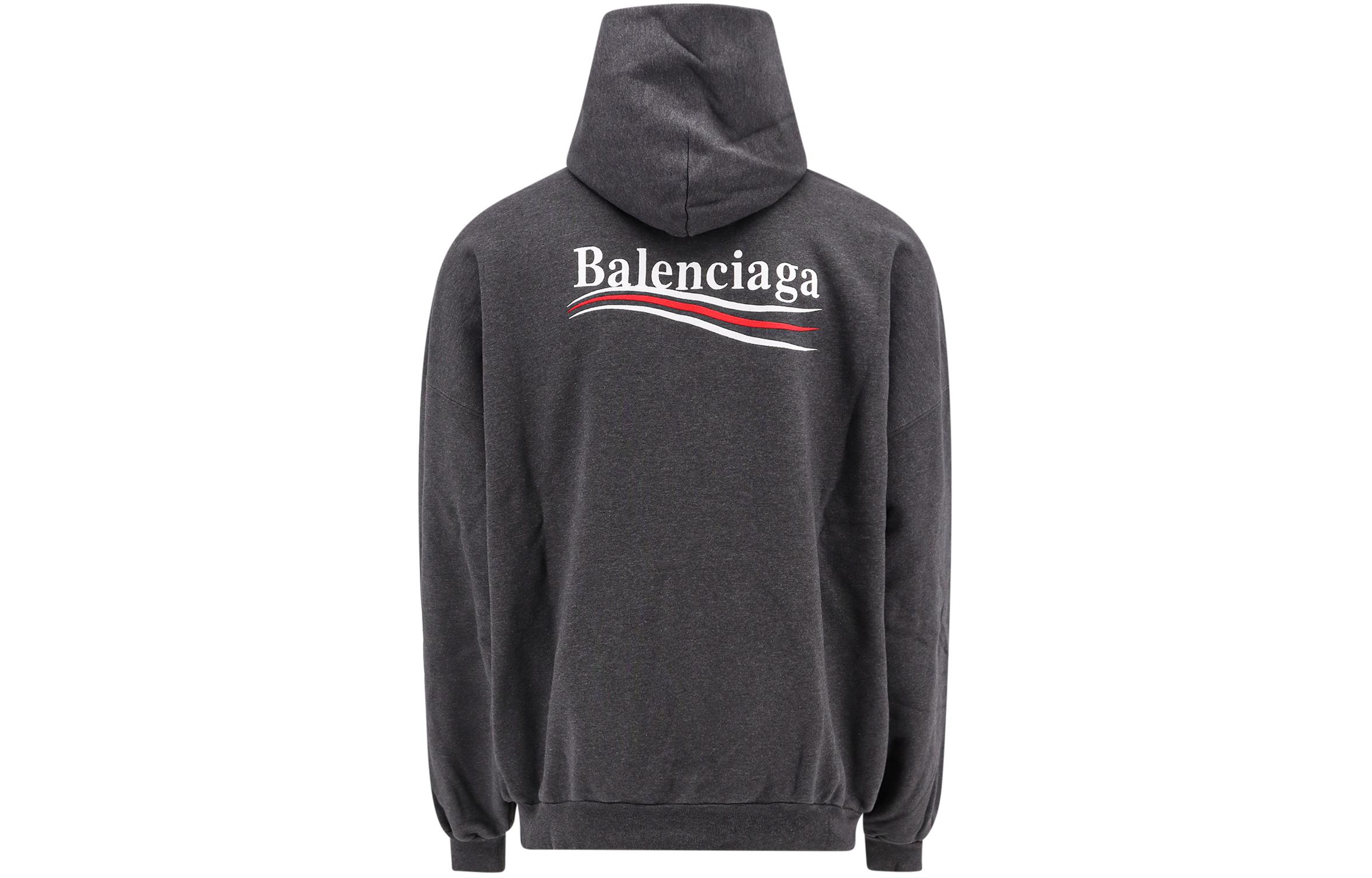 Lookbook Balenciaga SS24 Sudadera con Capucha Gris Estampado de Letras Fit Regular. 739024TKVI91662