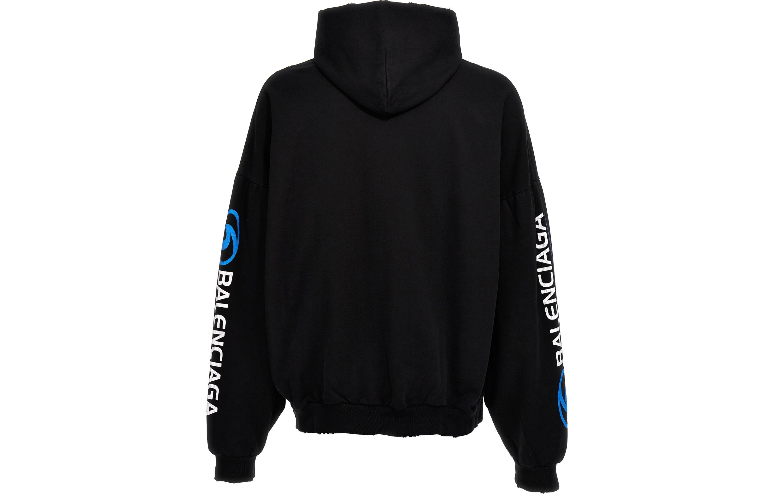 Lookbook 발렌시아가 SS24 로고 프린트 후디 캐주얼 긴팔 레귤러 핏. 761458TPVU71165