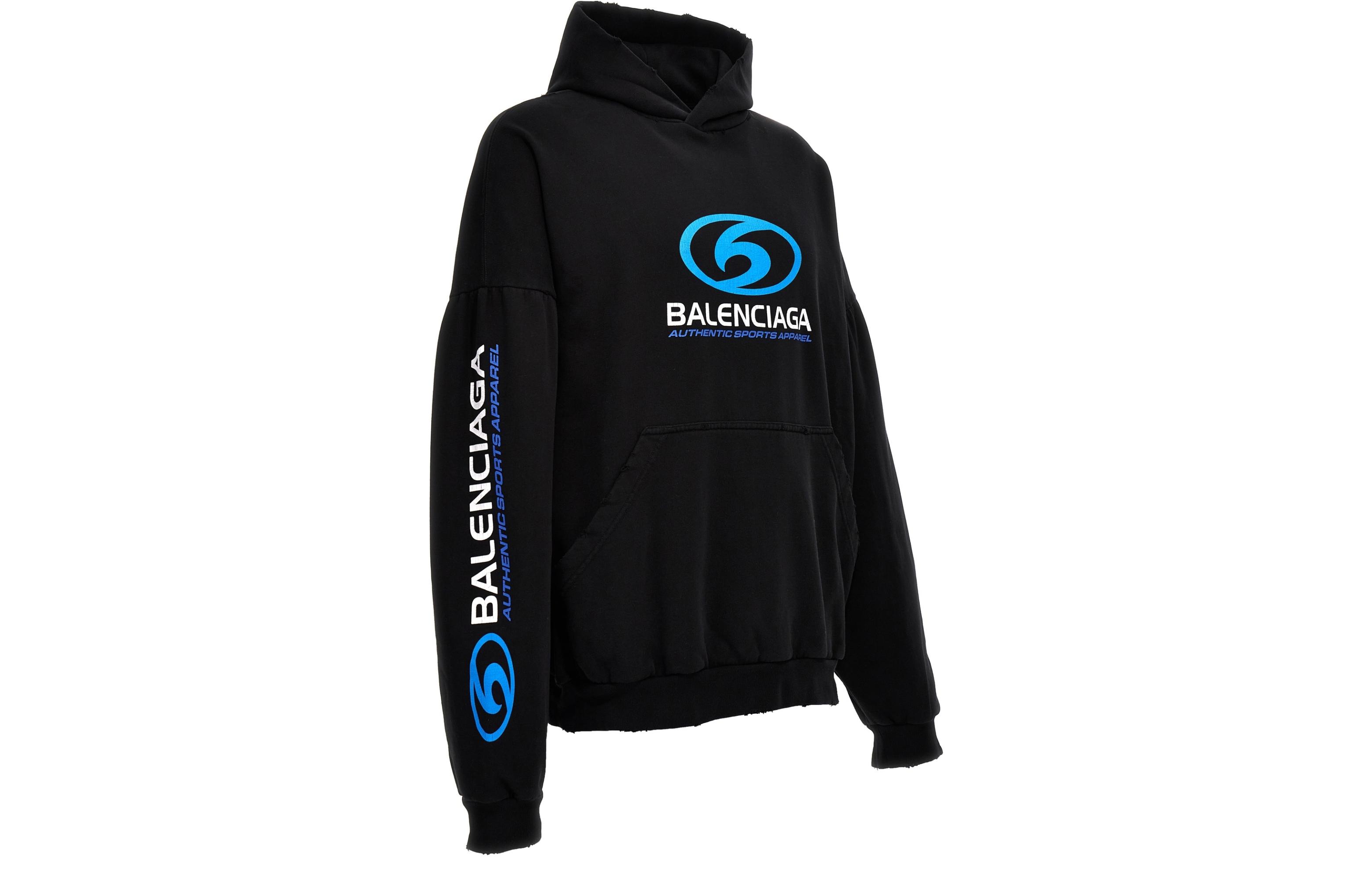 Shop 발렌시아가 SS24 로고 프린트 후디 캐주얼 긴팔 레귤러 핏. 761458TPVU71165