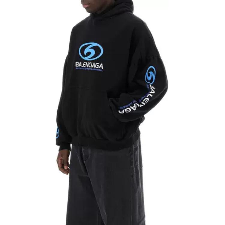 Sizing 발렌시아가 SS24 로고 프린트 후디 캐주얼 긴팔 레귤러 핏. 761458TPVU71165