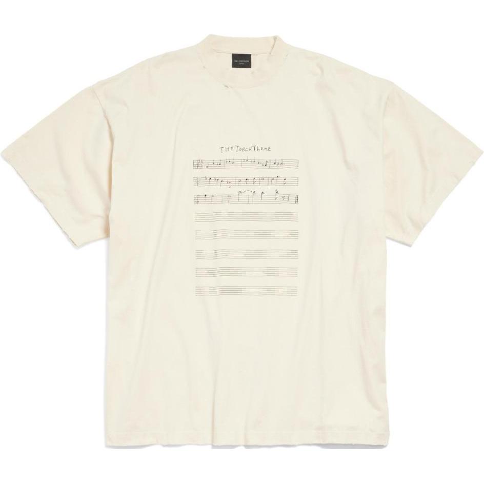 Balenciaga SS24  Oversized Distressed Logo Print Beige Short Sleeve T-Shirt. 694576TMVO59069 圖 2