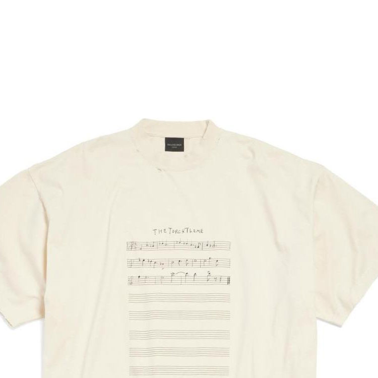 Balenciaga SS24  Oversized Distressed Logo Print Beige Short Sleeve T-Shirt. 694576TMVO59069 圖 5