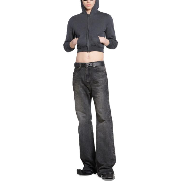 Purchase 발렌시아가 SS24 워시드 미드라이즈 플레어드 진 릴렉스 핏 그레이 773760TBP471205